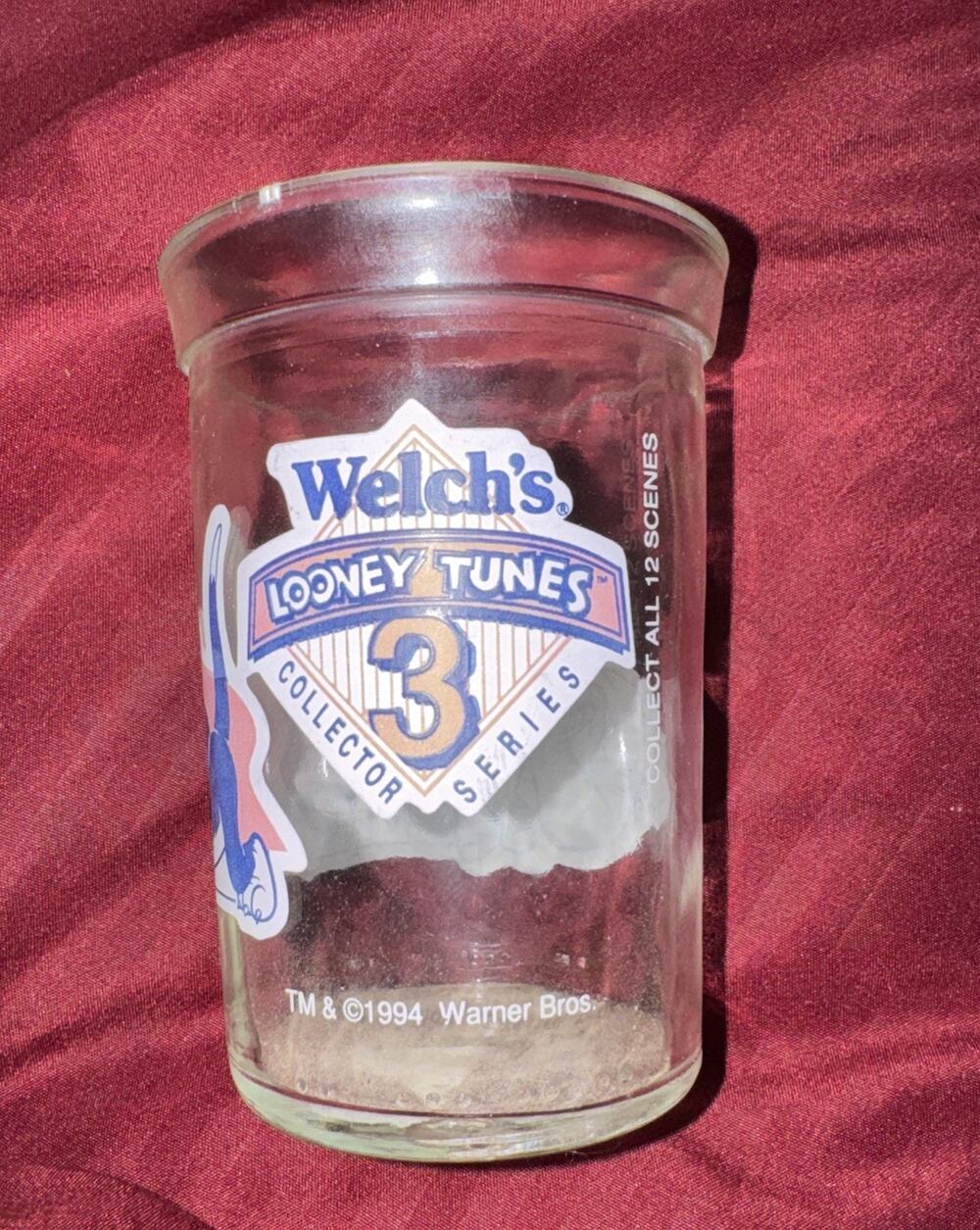 Welch's Jelly Glass Jar Looney Tunes 3 Collector Serie 1994 Sylvester Tom Jerry